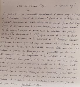 Extrait de l'adresse de Mancini et de Rolin-Jaequemyns au roi Léopold II Septembre 1873